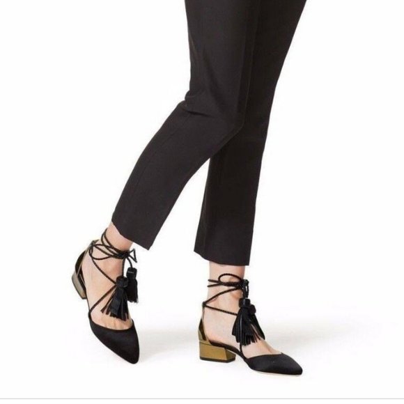 Jimmy Choo Shoes - Sale! Jimmy Choo Black Satin Gold Heels Tie Ankle